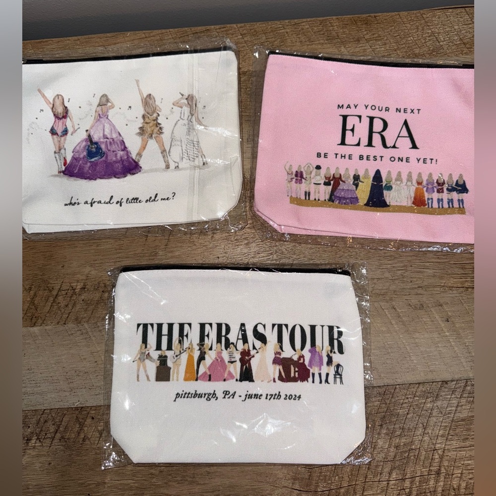 TS inspired zipper pouches, set of 3